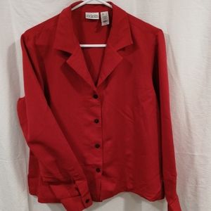 Red button down blouse